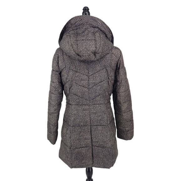 SALE Guess Black & White Hooded Winter Quilted Puffer Coat Women's Size Small - Picture 6 of 11